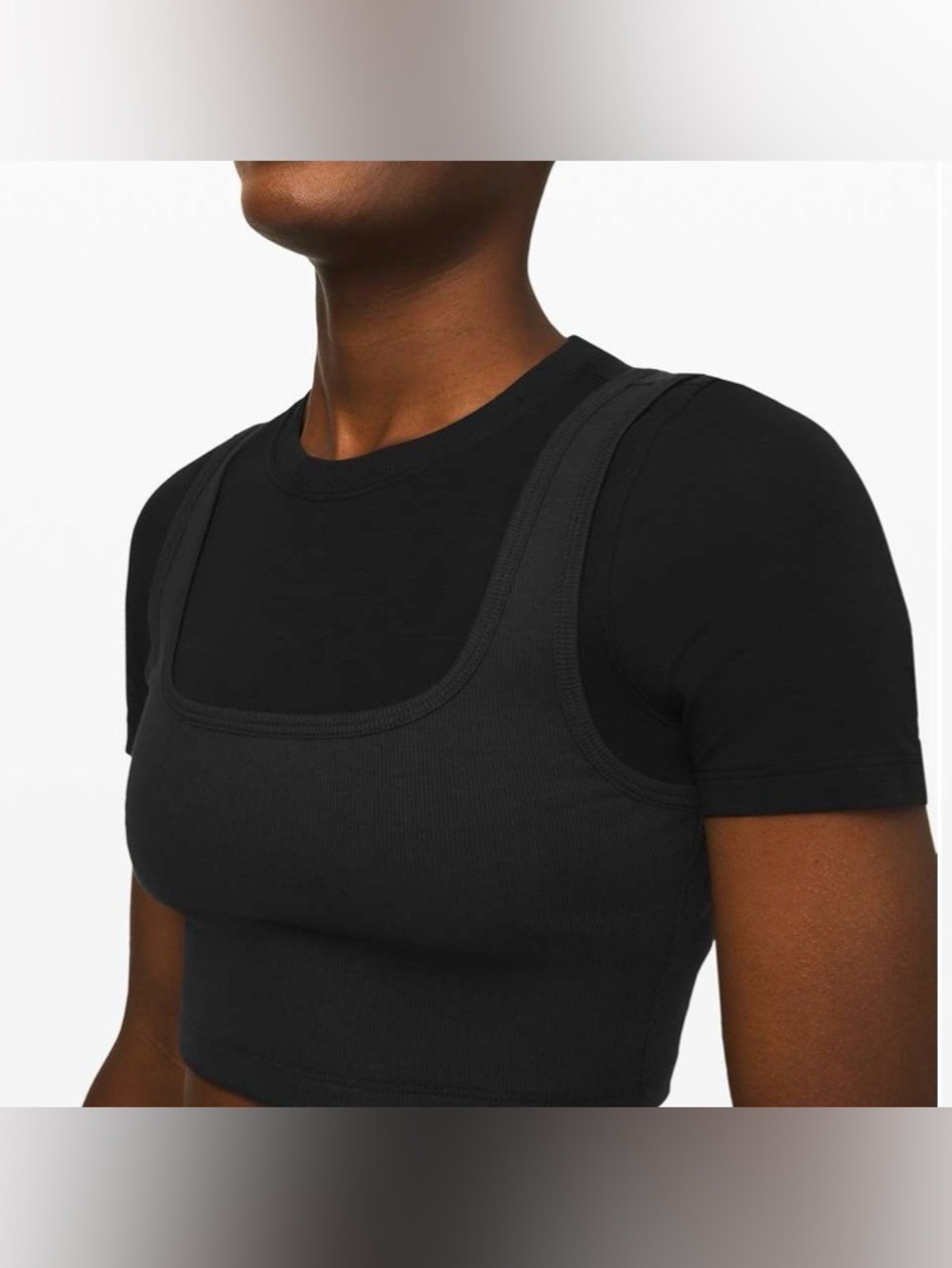 Lululemon Better Best Cropped Short Sleeve Black color size 6